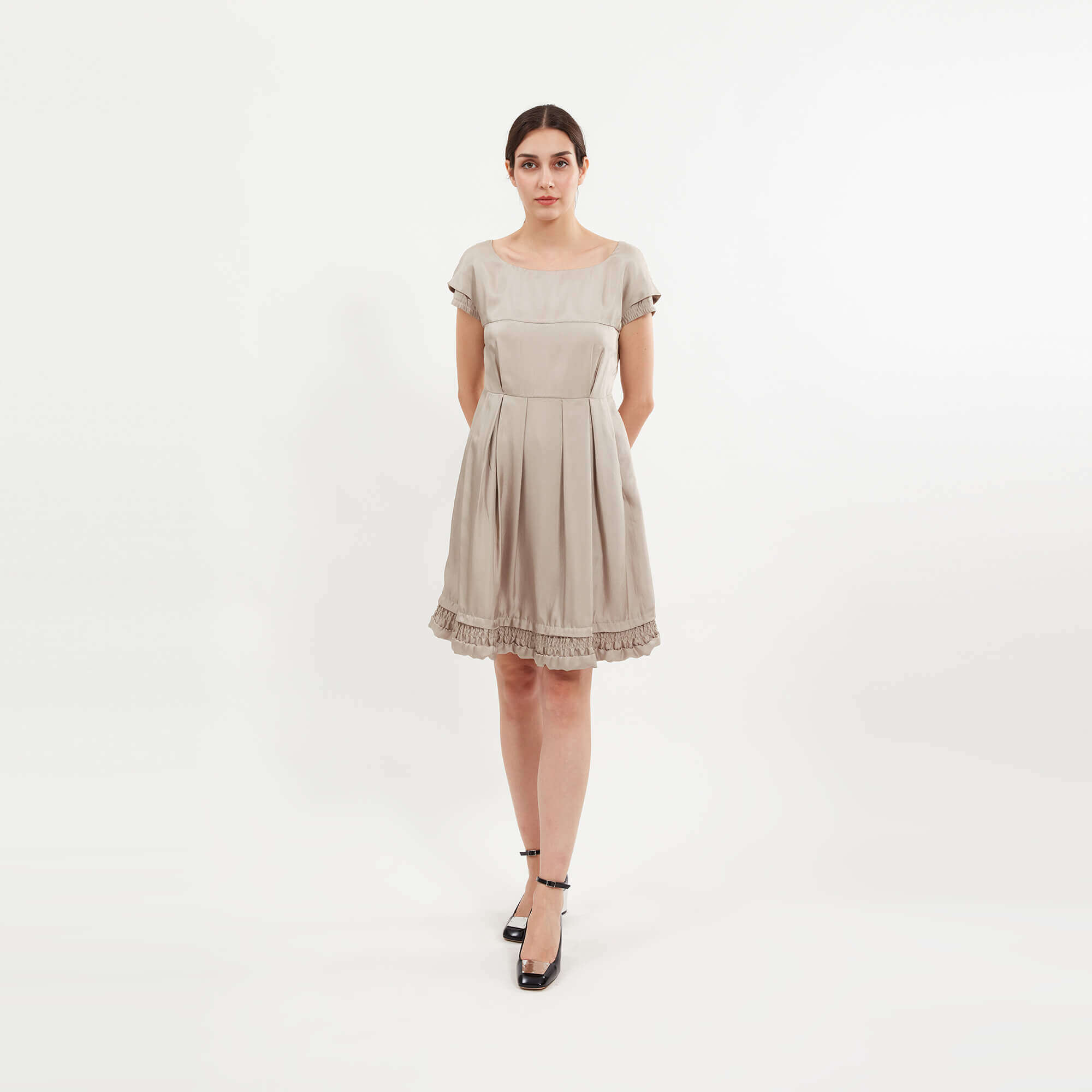 Miu Miu - Beige Polyester Pleated Dress